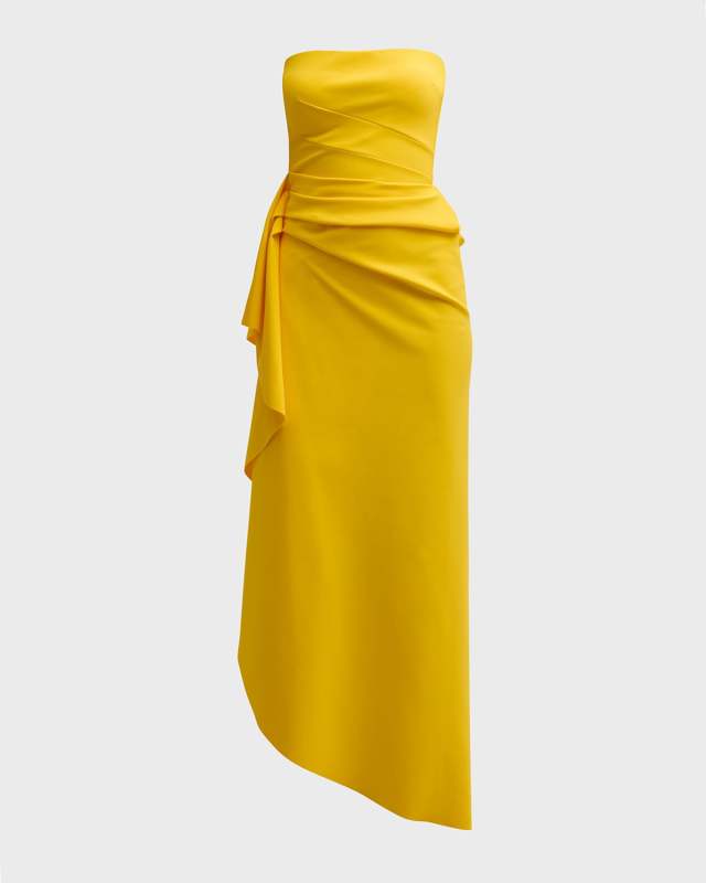 Glicheria Pleated Strapless Draped Gown